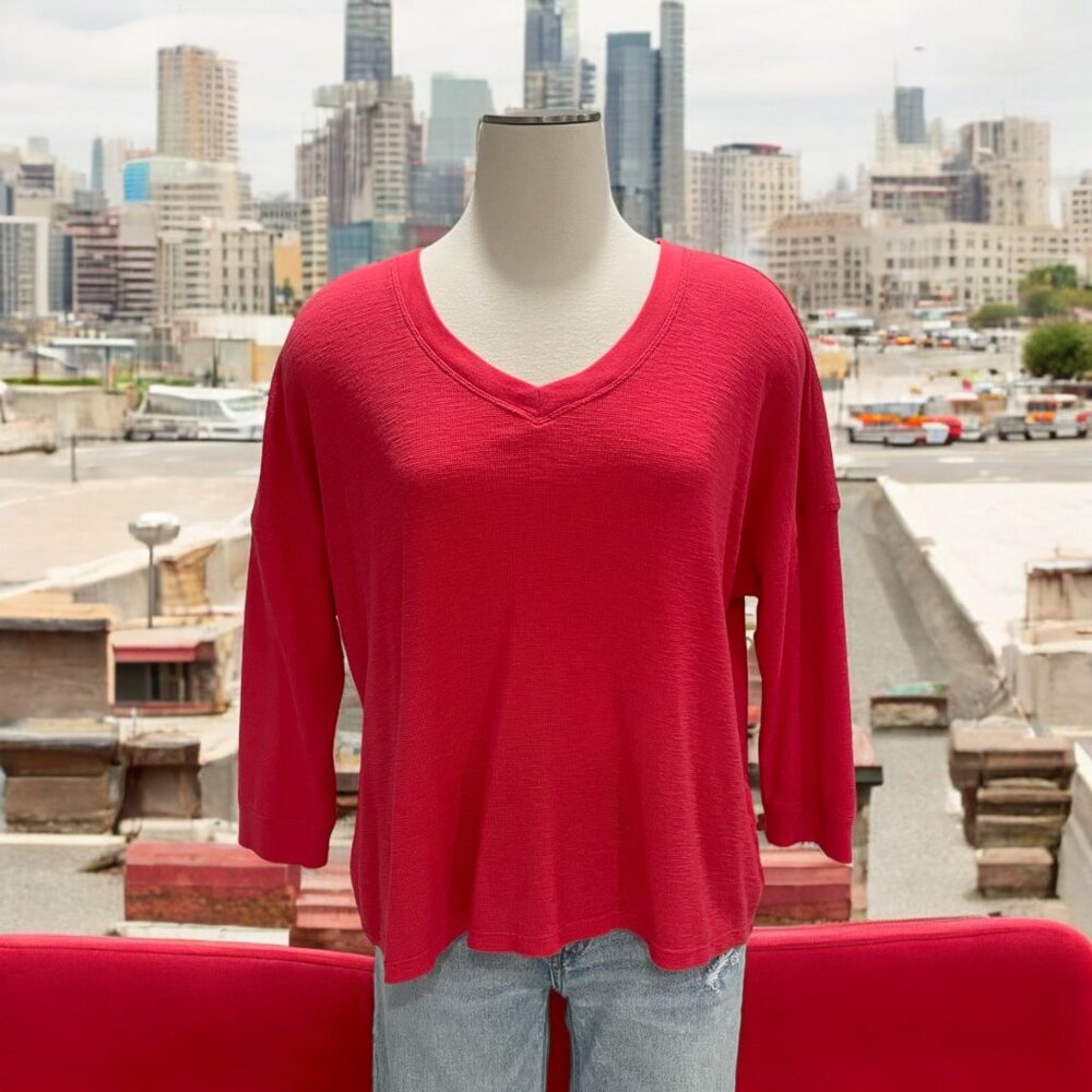 Calvin‎ Klein Womens L Coral Performance Top Oversized Cropped Casual Comfy